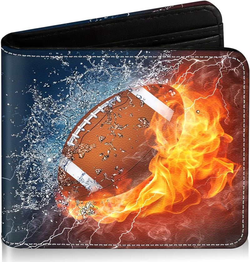 ZHIMEBYE Boys Wallet for Kids, Cool Kids Wallet for Boys Ages 8-10 9-12 11-15, Funny Football Leather Bifold Rfid Blocking, Coin Pocket Id Window for Teen Men Youth Guys Birthday Christmas Gifts - Image 1